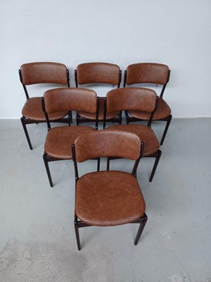 Fully Restored Dining Chairs in Tanned Oak Reupholstery, 1960s, Set of 6-VVO-1973892