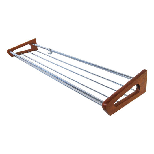 Fully Restored Hat Shelf / Coat Rack in Teak and Steel attributed to Børge Mogensen for Søborg Møbelfabrik, 1960s