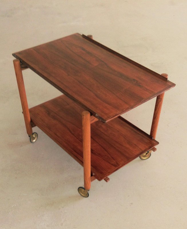 Fully Restored Multi Functional Danish Modular Rosewood Bar Table attributed to Poul Hundevad, 1960s