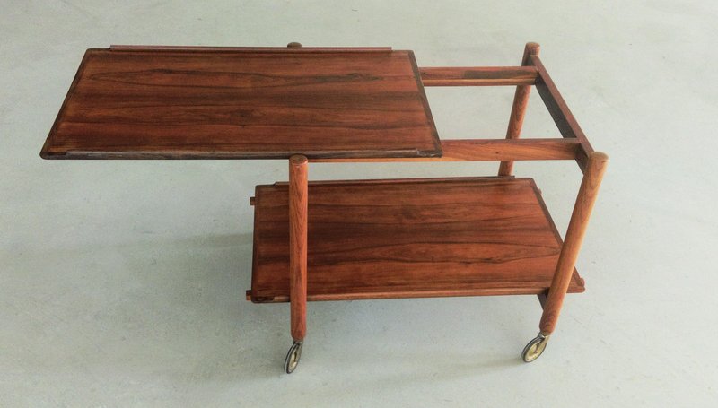 Fully Restored Multi Functional Danish Modular Rosewood Bar Table attributed to Poul Hundevad, 1960s