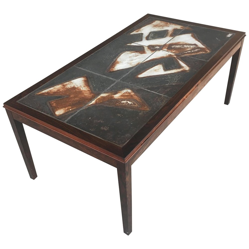 Fully Restored Tile Topped Coffee Table in Rosewood by Ole Bjorn Krüger, 1960s