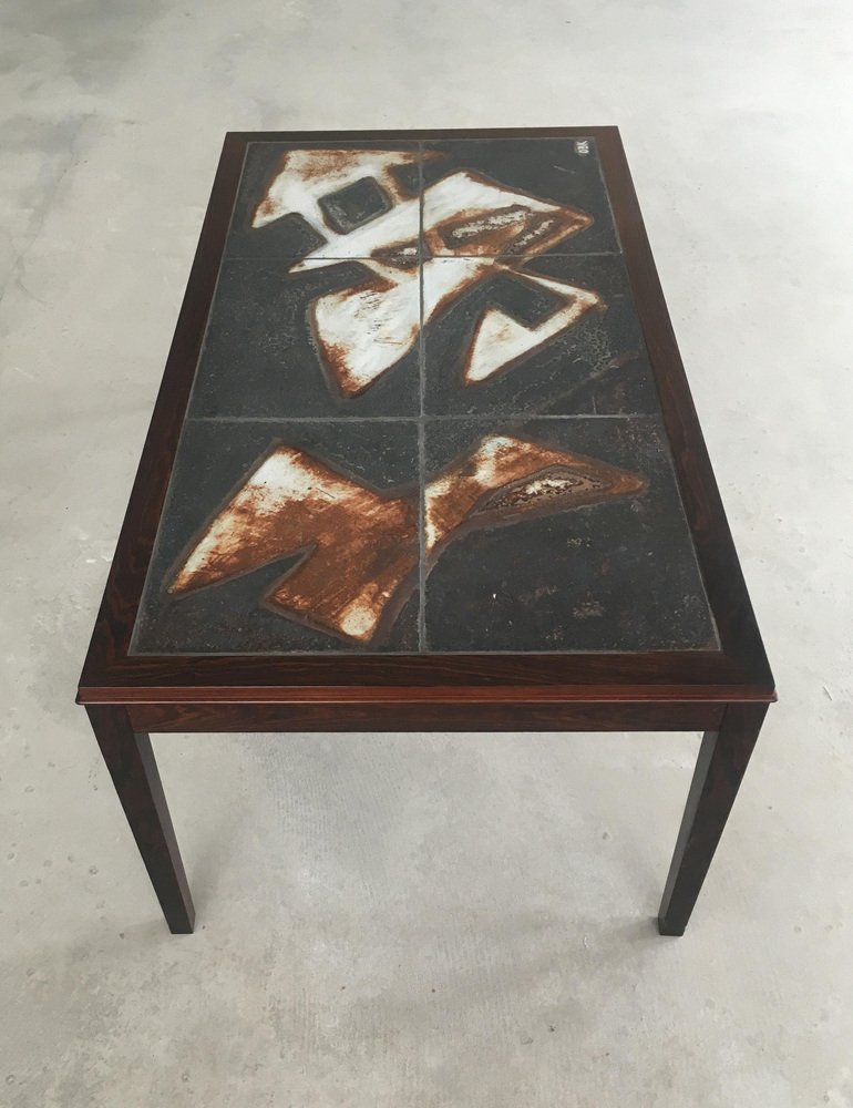 Fully Restored Tile Topped Coffee Table in Rosewood by Ole Bjorn Krüger, 1960s