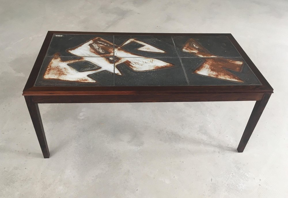 Fully Restored Tile Topped Coffee Table in Rosewood by Ole Bjorn Krüger, 1960s