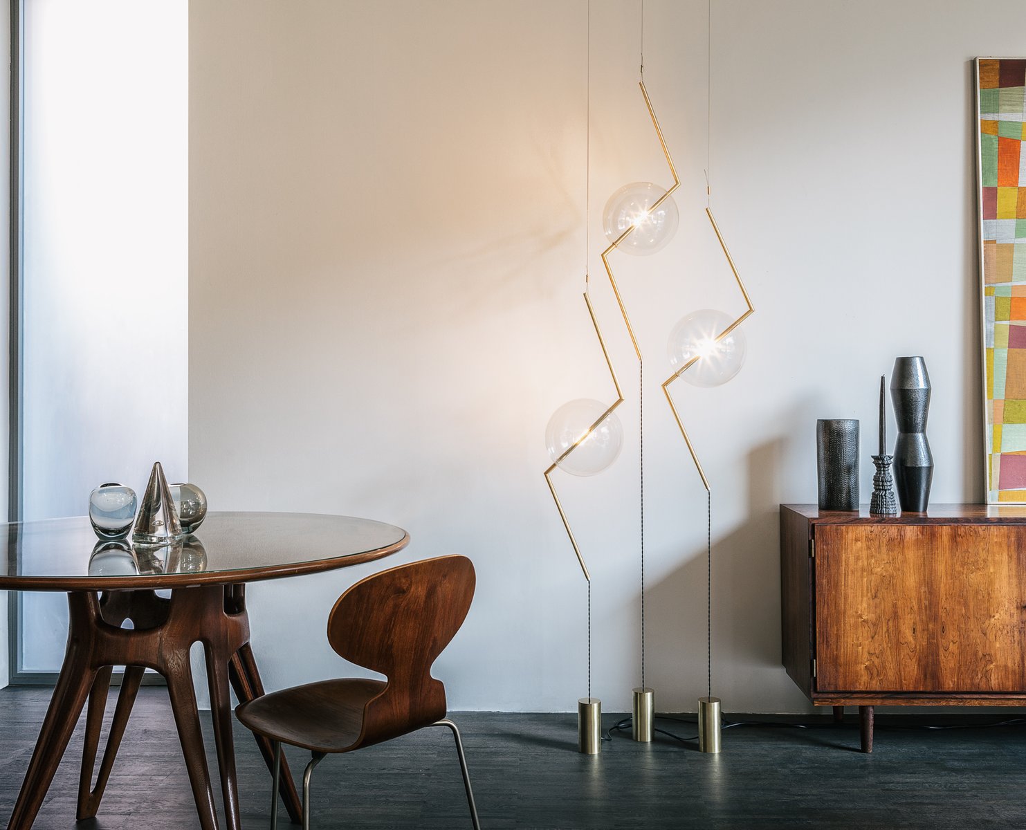 Fulmine 3-light Floor-to-ceiling Lamp from Silvio Mondino Studio