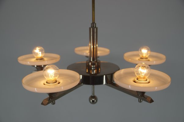 Functionalist Chrome-Plated Chandelier, 1930s-TZ-740823