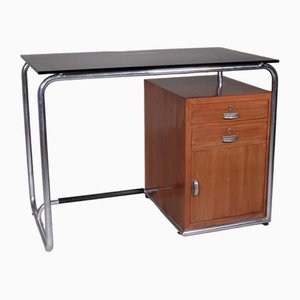 Functionalist Tubular Metal, Wood and Glass Top Desk by Osvaldo Borsani-VJY-1703638