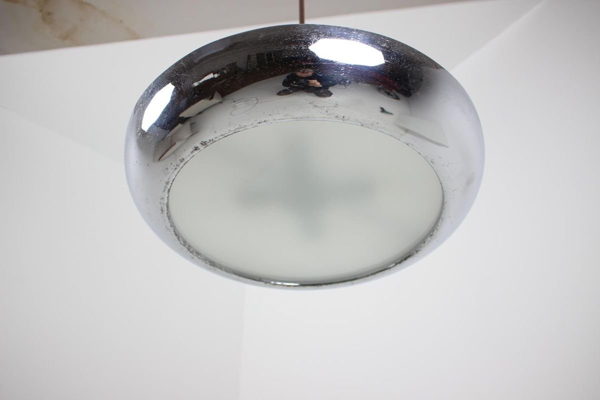 Functionalist Ufo Chrome Pendant by Josef Hurka for Napako, 1930s