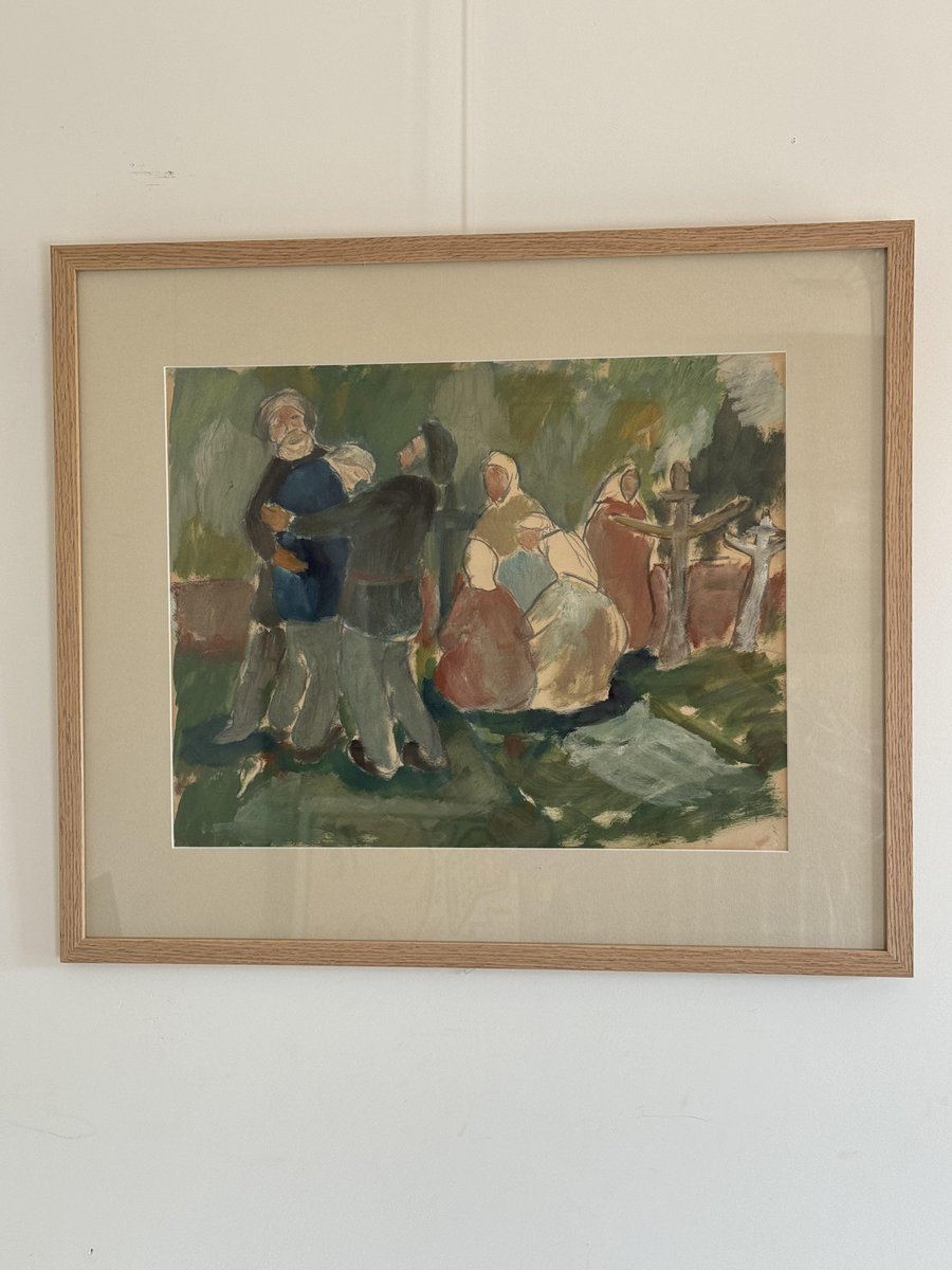 Funeral Scene, 1939, Gouache on Paper, Framed