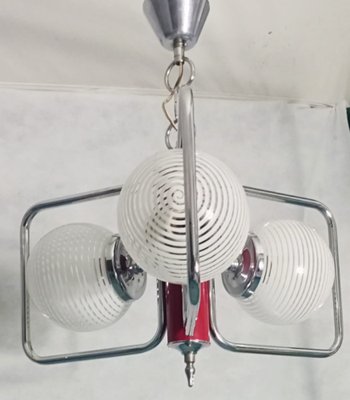 Funky Ceiling Lamp with Red Lacquered Metal Stem-LLP-1334959