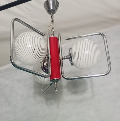 Funky Ceiling Lamp with Red Lacquered Metal Stem-LLP-1334959