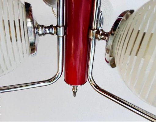 Funky Ceiling Lamp with Red Lacquered Metal Stem-LLP-1334959