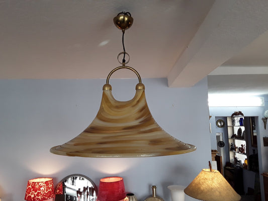 Funnel Fiberglass Ceiling Lamp with Double Outlet, 1970s