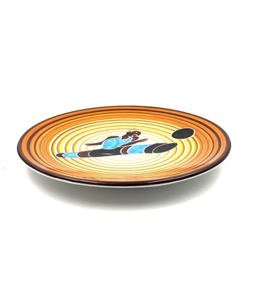 Futurist Soccer Player Plate by Dante Baldelli for Fictilia, Faenza, Italy, 1971-TXN-1420542