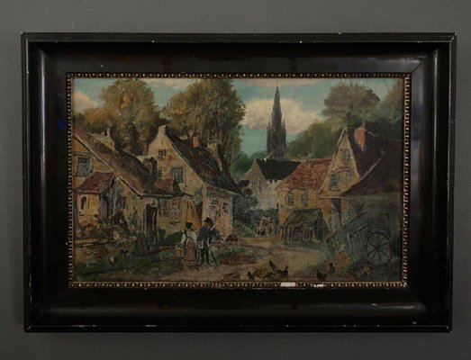 G. Colin, Breton Street Scene, Early 20th Century, Oil on Panel, Framed-QKG-1762668