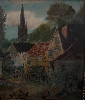 G. Colin, Breton Street Scene, Early 20th Century, Oil on Panel, Framed-QKG-1762668