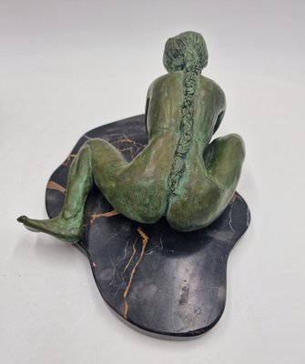 G. Delben, Reclining Woman, 1950s, Bronze & Marble-RKF-2031611