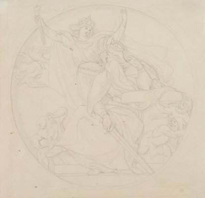 G. Kaupert, Barbarossa in the Kyffhuser, 19th-century, Pencil-OJR-1273419