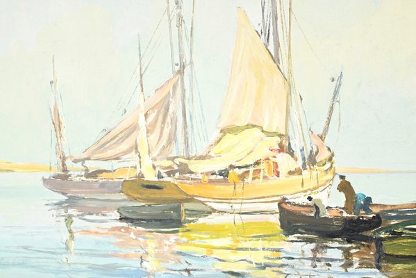 G.Lhermitte, Trawler and Tuna Boats, 20th Century, Oil Painting-RVK-1792492