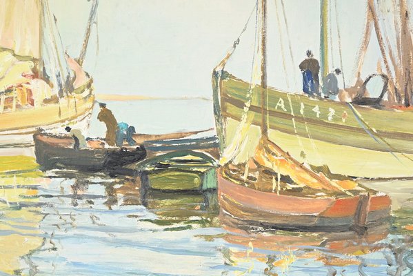 G.Lhermitte, Trawler and Tuna Boats, 20th Century, Oil Painting-RVK-1792492