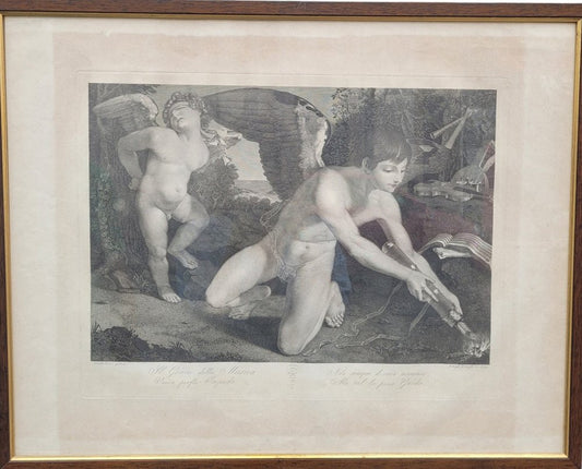 G Longhi, Il Genio De La Musica: Cupido, Engraving, 19th Century, Framed