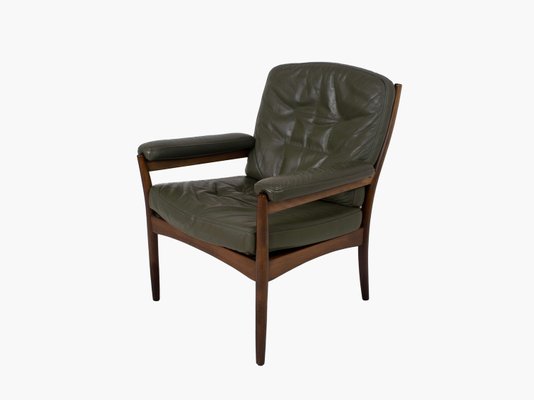 G-Mobel Easy Chair in Green Leather for Göte Möbler, Sweden, 1970s-UQV-935850