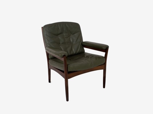 G-Mobel Easy Chair in Green Leather for Göte Möbler, Sweden, 1970s-UQV-935850