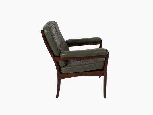 G-Mobel Easy Chair in Green Leather for Göte Möbler, Sweden, 1970s-UQV-935850