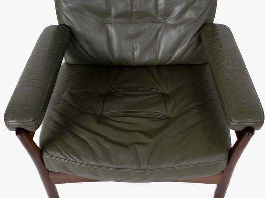 G-Mobel Easy Chair in Green Leather for Göte Möbler, Sweden, 1970s-UQV-935850