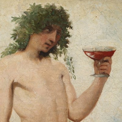 G. Muzzioli, Drunk Bacchus, 19th Century, Oil on Canvas, Framed-VMM-1730148