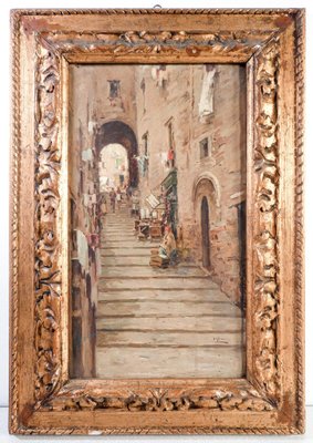 G. Pisani, Scala di Napoli, 1900, Oil on Canvas, Framed-OJE-1756279