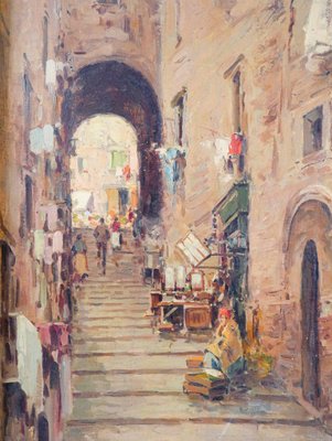 G. Pisani, Scala di Napoli, 1900, Oil on Canvas, Framed-OJE-1756279