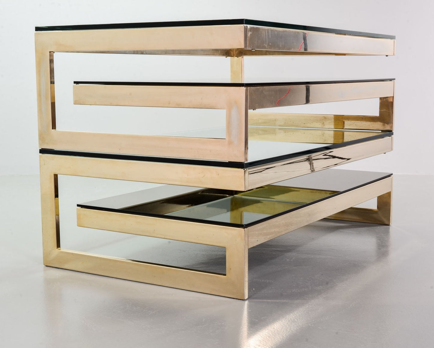 G-Table 23-Carat Gold-Plated Coffee Tables with Glass Tops from Belgo Chrom / Dewulf Selection, 1970s, Set of 2