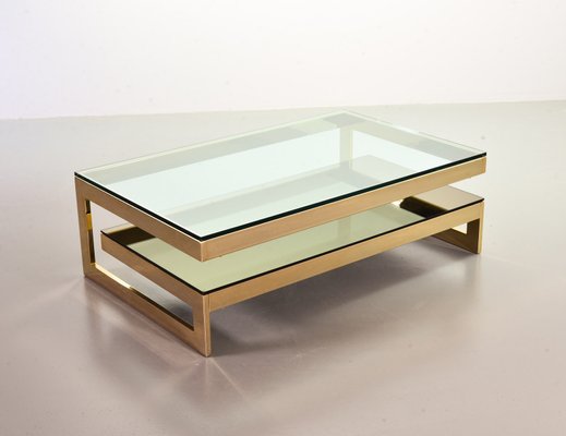 G-Table 23-Carat Gold-Plated Coffee Tables with Glass Tops from Belgo Chrom / Dewulf Selection, 1970s, Set of 2-IXC-807571