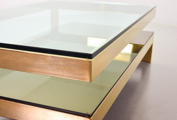 G-Table 23-Carat Gold-Plated Coffee Tables with Glass Tops from Belgo Chrom / Dewulf Selection, 1970s, Set of 2-IXC-807571