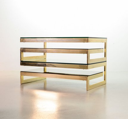 G-Table 23-Carat Gold-Plated Coffee Tables with Glass Tops from Belgo Chrom / Dewulf Selection, 1970s, Set of 2-IXC-807571