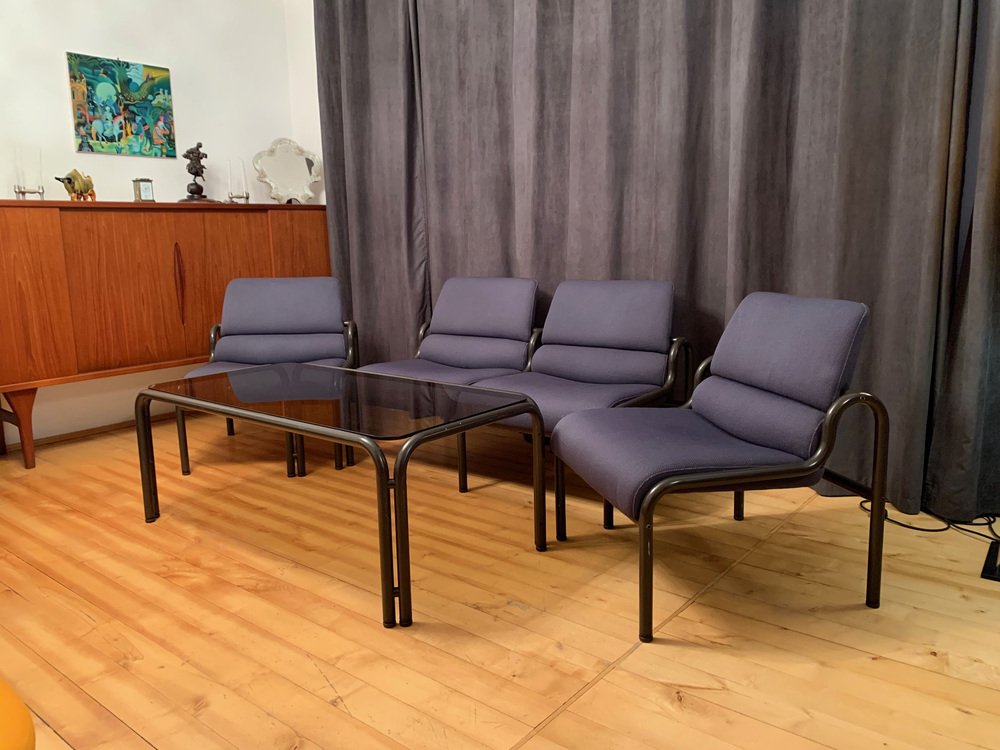 G30 Sofa, Armchairs and Coffee Table by Martin Stoll, Germany, 1980s, Set of 4