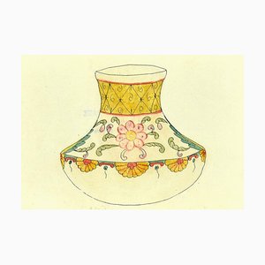 Gabriel Fourmaintraux, Decorated Vase, Original Mixed Media on Paper, Early 1900-ZCI-808414