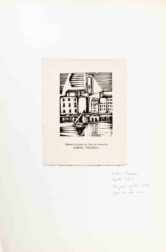 Gabriel Fournier, The Cityscape, Woodcut, Early 20th Century