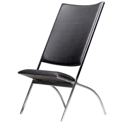 Gabriela Lounge Chair in Black Faux Leather by Gio Pnti for Pallucco, 1990s-IVC-1176302