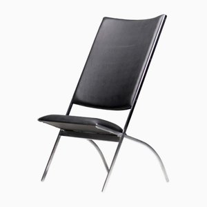 Gabriela Lounge Chair in Black Faux Leather by Gio Pnti for Pallucco, 1990s-IVC-1176302