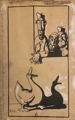 Gabriele Galantara, Figures, China Ink, Early 20th Century-ZCI-871052