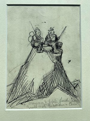 Gabriele Galantara - Pic Nic on Mountains Top - Pen and Pencil Drawing - 1908-ZCI-836996