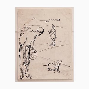 Gabriele Galantara - Satiric Scene for L’asino - Pen and Pencil Drawing - 1910s-ZCI-839407