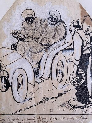 Gabriele Galantara, The Car, China Ink, 1910s-ZCI-871080