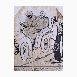 Gabriele Galantara, The Car, China Ink, 1910s-ZCI-871080