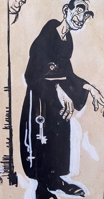 Gabriele Galantara - the Monk - Original China Ink - 1910s-ZCI-870863