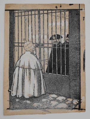 Gabriele Galantara - the Pope and the Prison - Original China Ink - 1910-ZCI-870775