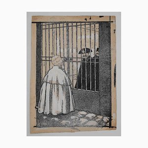 Gabriele Galantara - the Pope and the Prison - Original China Ink - 1910-ZCI-870775