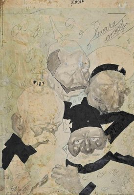 Gabriele Galantara, The Terror of Big Heads, Mixed Media Drawing, Early 20th Century-ZCI-1758964