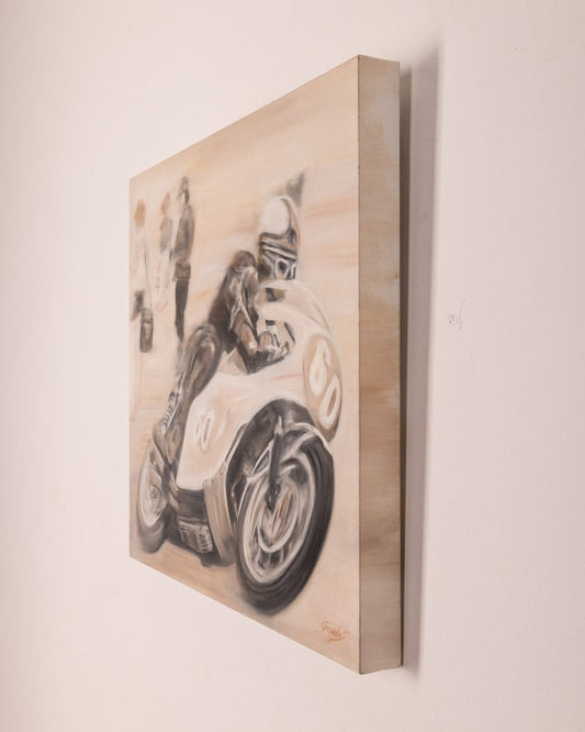 Gabriella Giardi, Honda 500 Motorcycle after Mike Hailwood, 2019, Oil on Canvas